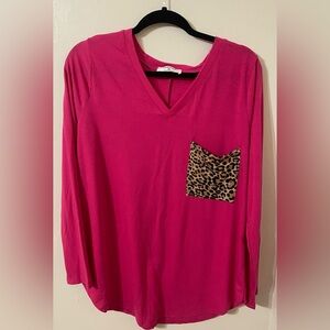 NWOT Zenana Long Sleeved Blouse in Hot Pink
